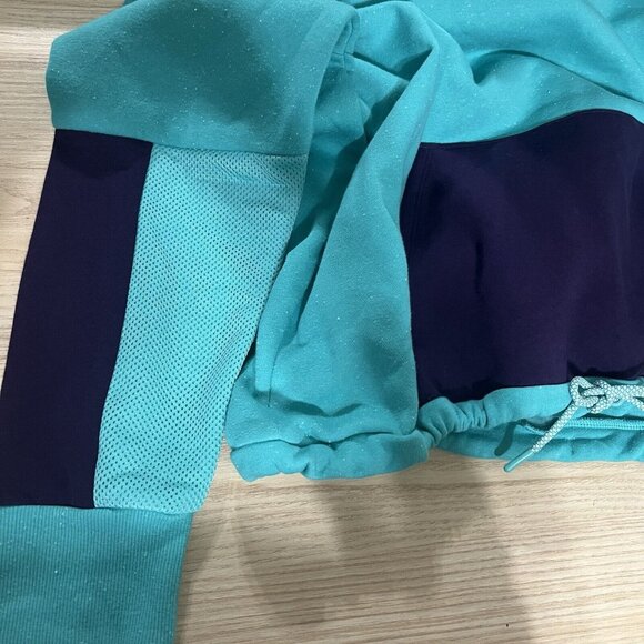 Under Armour Loose Hoodie Size Medium Raglan Cinch Hem Rival Fleece Colorblock - Picture 10 of 12